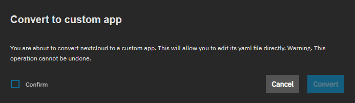 Convert to Custom App Dialog Convert to Custom App Dialog