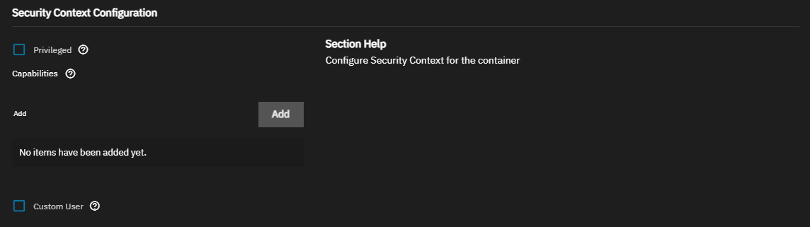Security Context Configuration Settings Security Context Configuration Settings