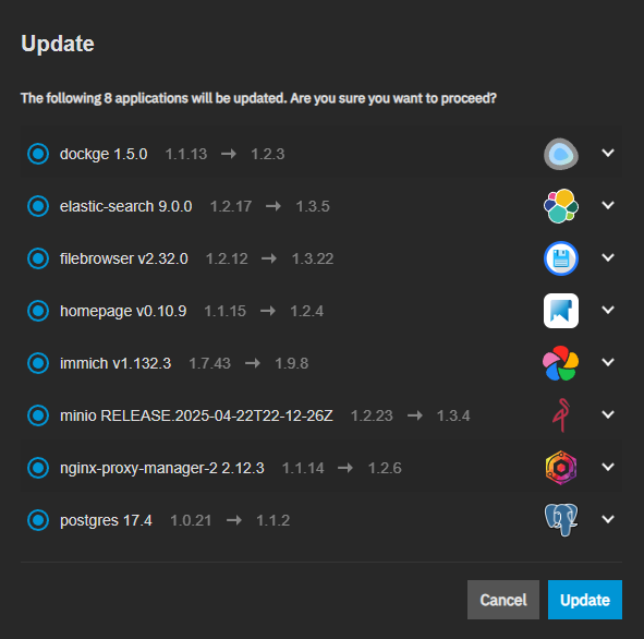 App Bulk Update Dialog App Bulk Update Dialog