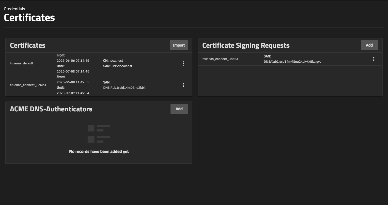 TrueNAS Connect Certificate TrueNAS Connect Certificate