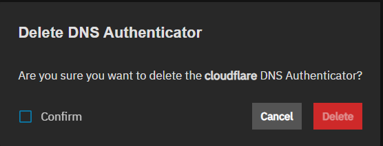 Delete DNS Authenticator Delete DNS Authenticator