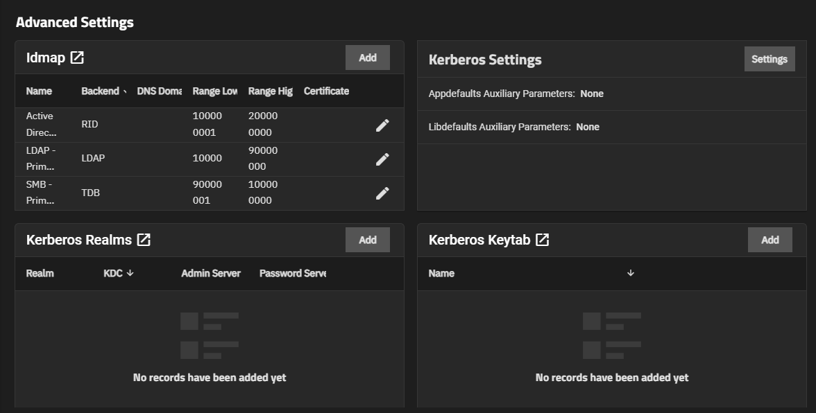 Directory Services Advanced Settings Directory Services Advanced Settings