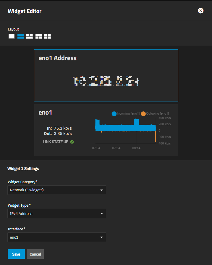 Widget Group Options for Network Widget Group Options for Network