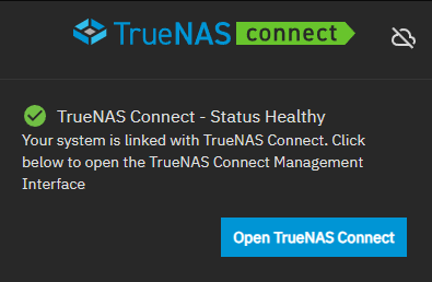 TrueNAS Connect Dialog Connected TrueNAS Connect Dialog Connected