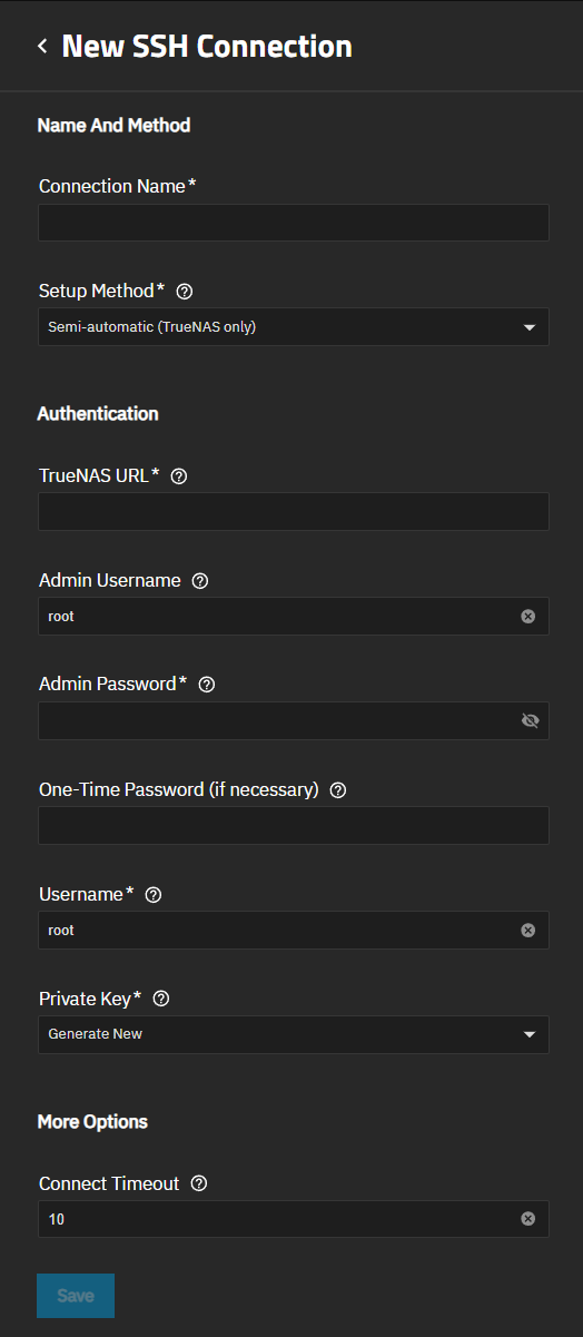 New SSH Connection Screen New SSH Connection Screen