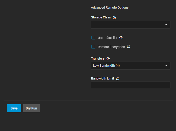 Edit Screen Advanced Remote Options