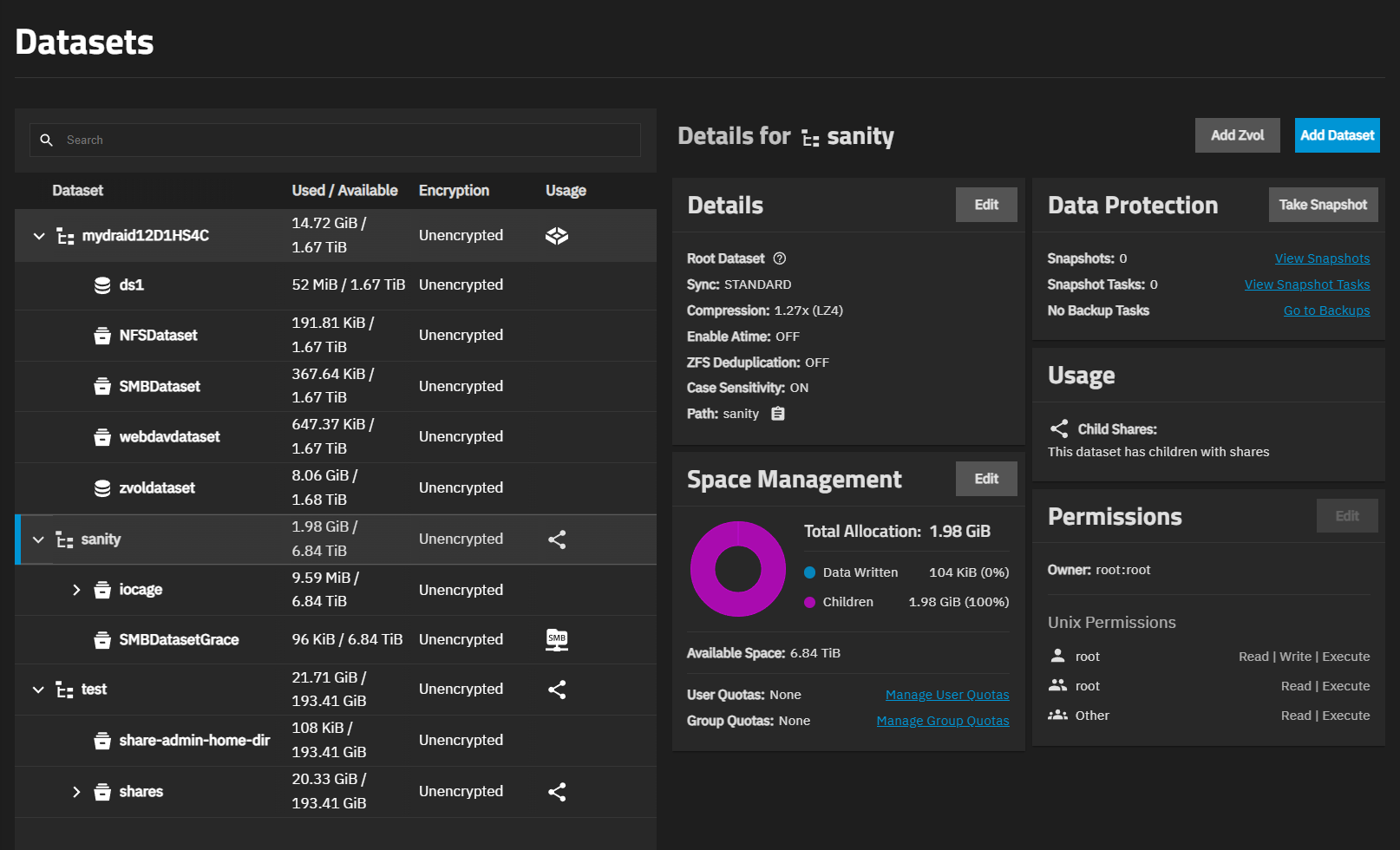Datasets Screen Datasets Screen