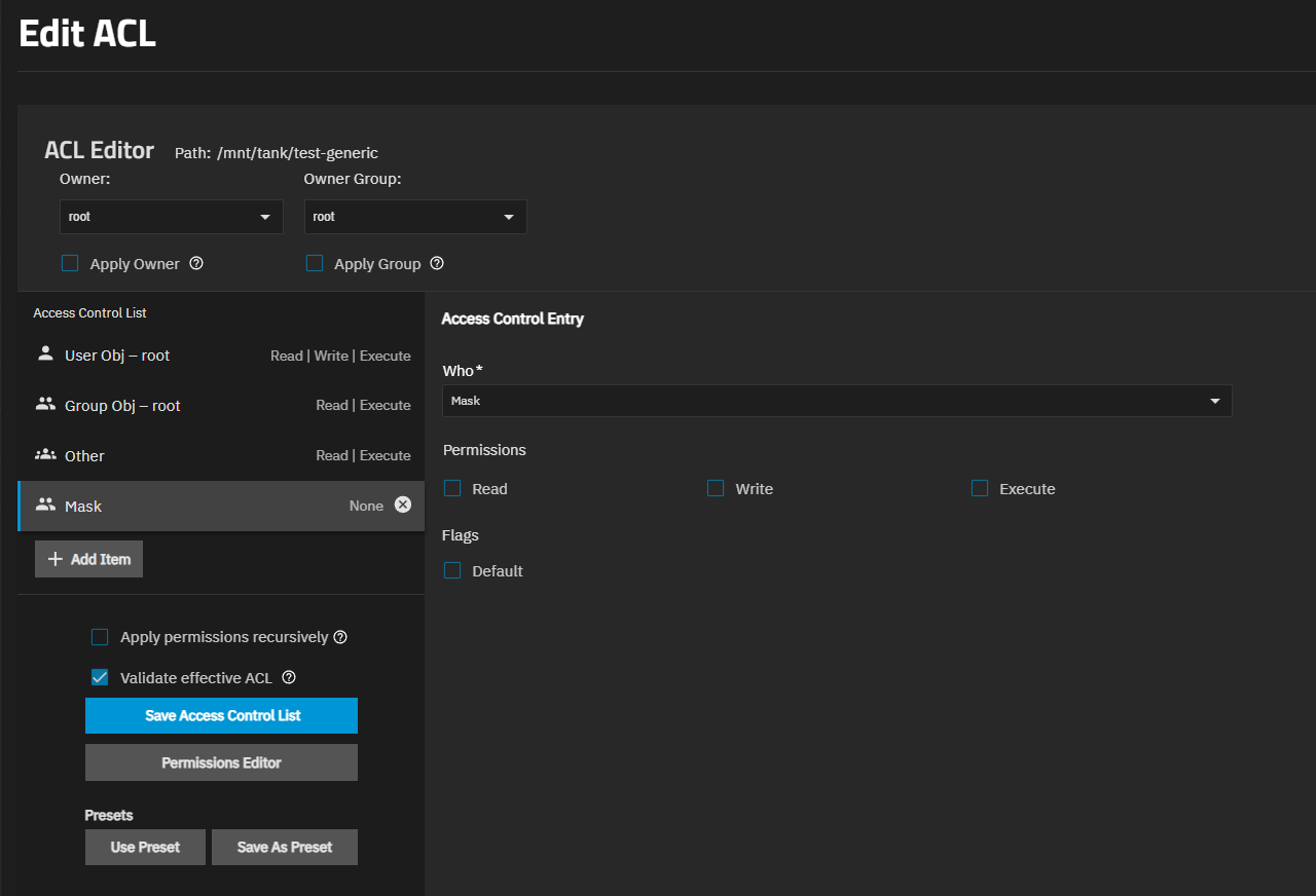 Edit ACL for POSIX ACL Edit ACL for POSIX ACL