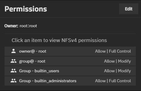 Permissions Widget for an NFSv4 ACL Permissions Widget for an NFSv4 ACL