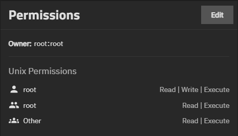 Permissions Widget Showing Unix ACL Permissions Widget Showing Unix ACL