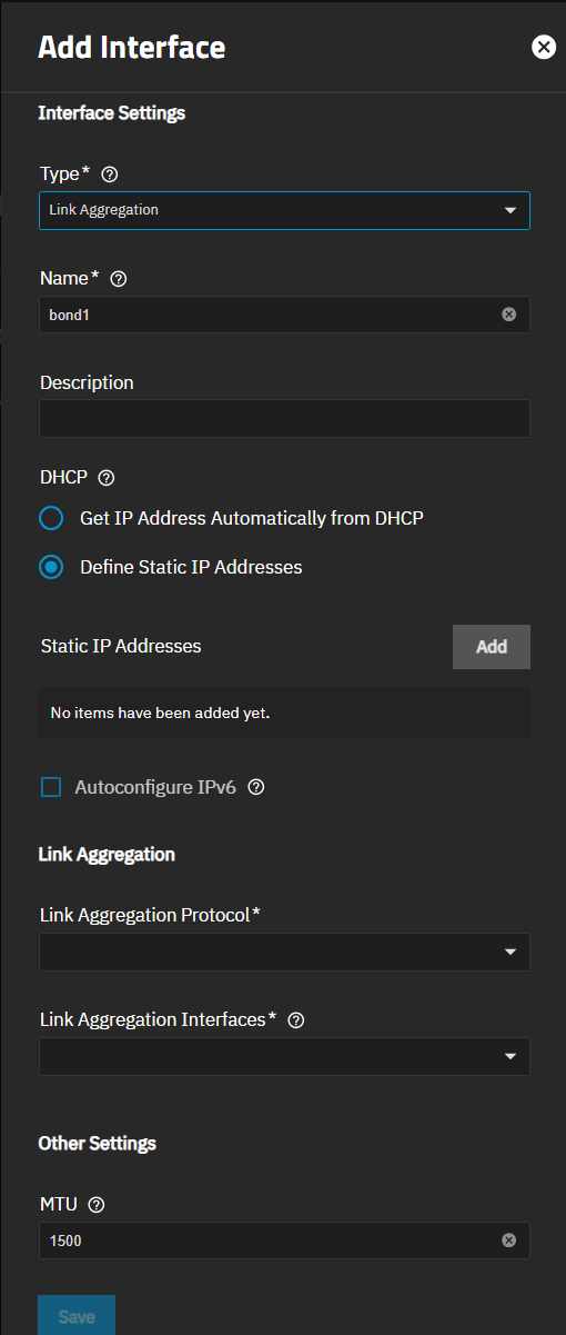 Add LAGG Interface Add LAGG Interface