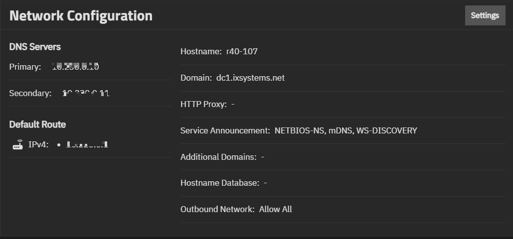 Newtork Configuration Widget Newtork Configuration Widget