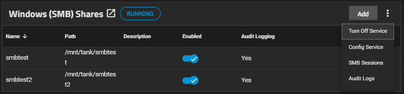 SMB Service Options SMB Service Options