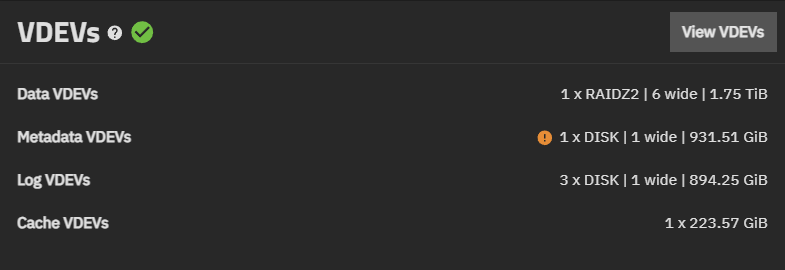 VDEVs Widget VDEVs Widget