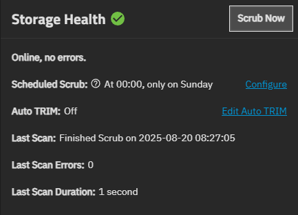 Storage Health Widget Storage Health Widget