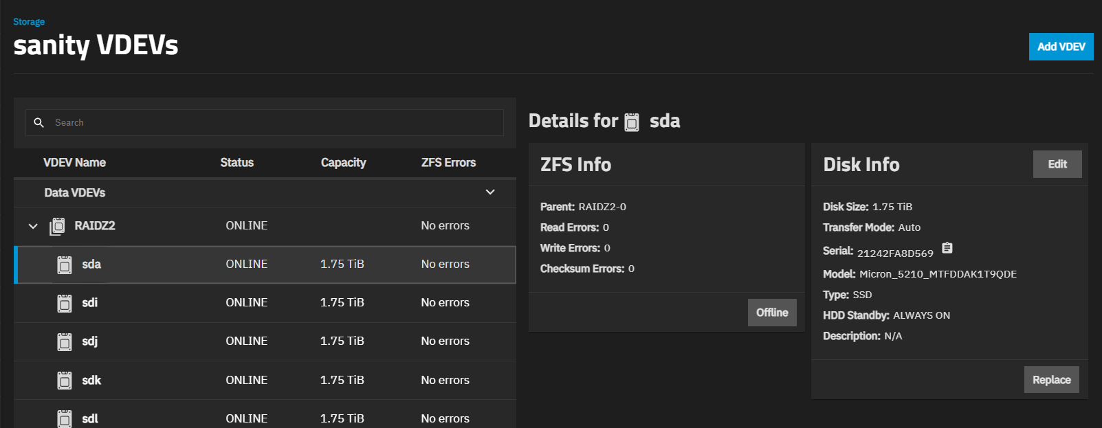 VDEV Screen Disk Widgets VDEV Screen Disk Widgets