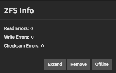 ZFS Info Widget With Extend and Remove ZFS Info Widget With Extend and Remove