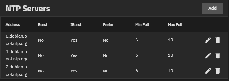 NTP Servers Widget NTP Servers Widget
