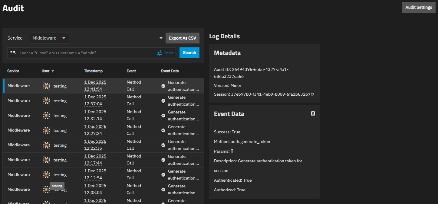 Audit Screen Audit Screen