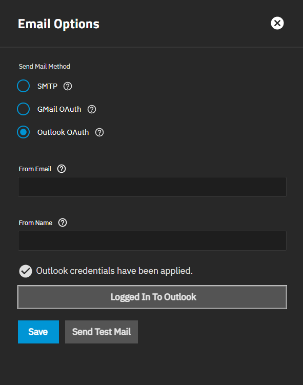 Outlook Credentials Applied Outlook Credentials Applied