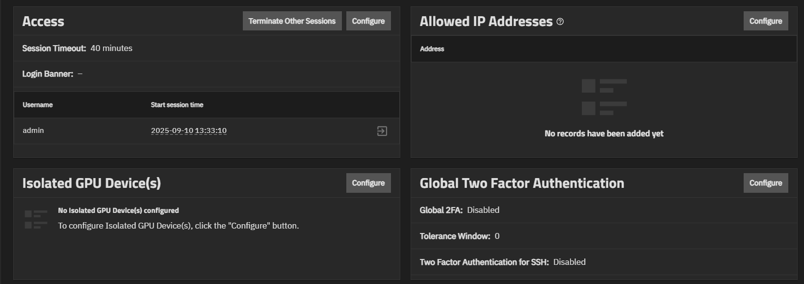 Advanced Settings Screen (cont.'d) Advanced Settings Screen (cont.'d)