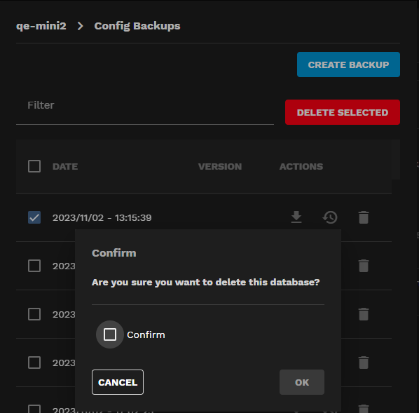 Delete Config Backups DeleteConfigBackup